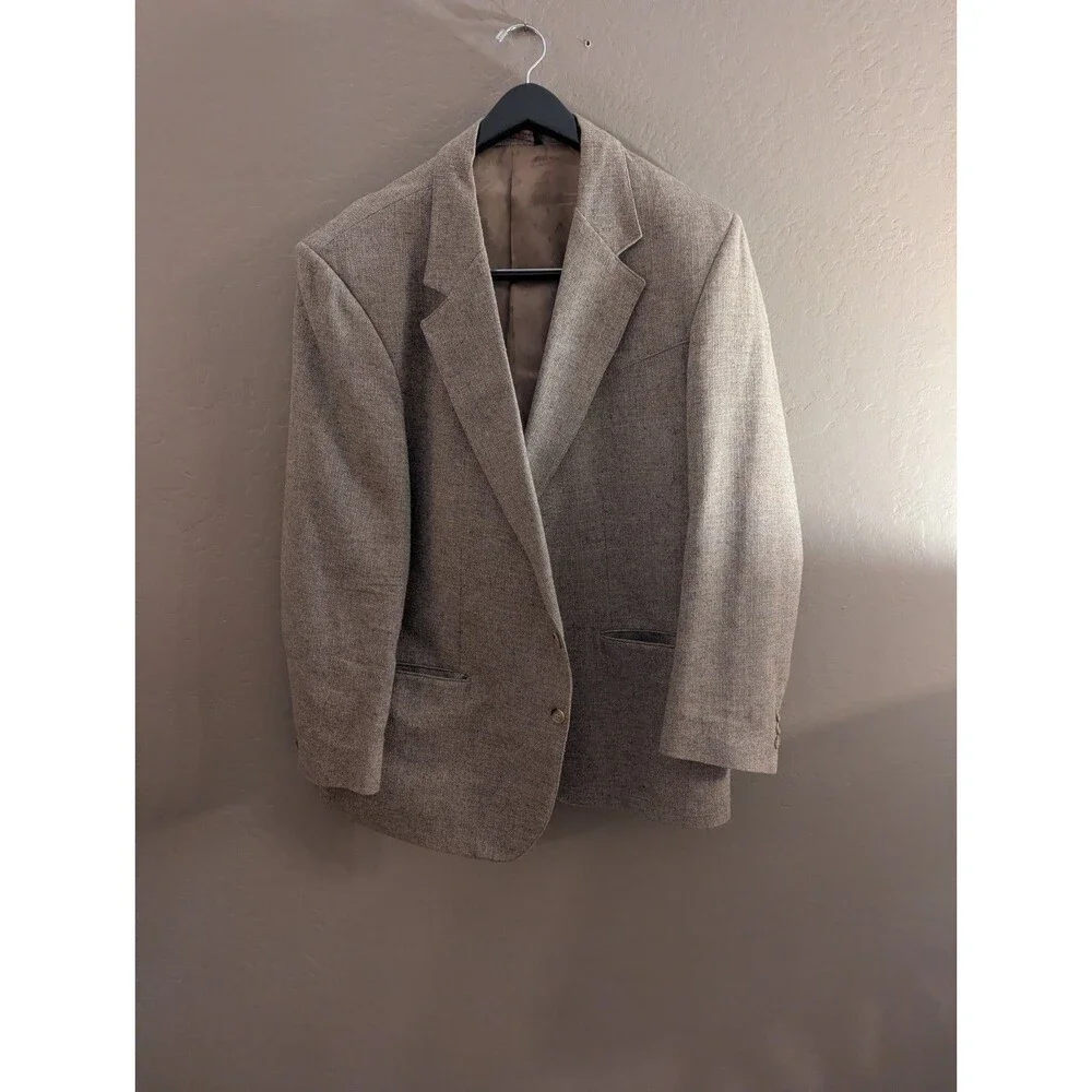 Vintage Trego's Westwear Western Donegal Tweed Sport Coat Blazer Jacket Tan 42R